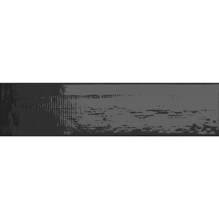 Perfecto Marvelli 4'' x 16'' Black Glazed Ceramic Subway Tile