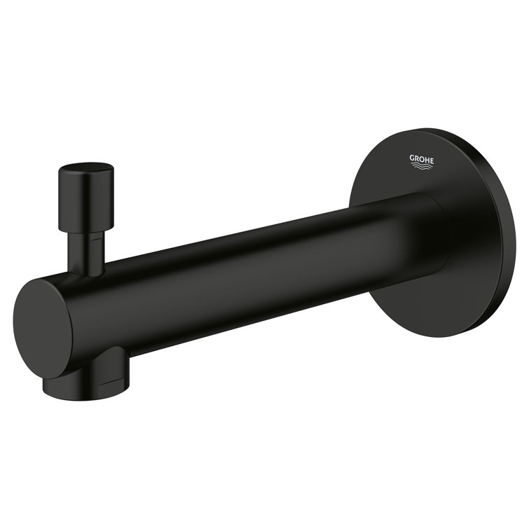 Matte Black Wall Mounted Tub Spout with Diverter