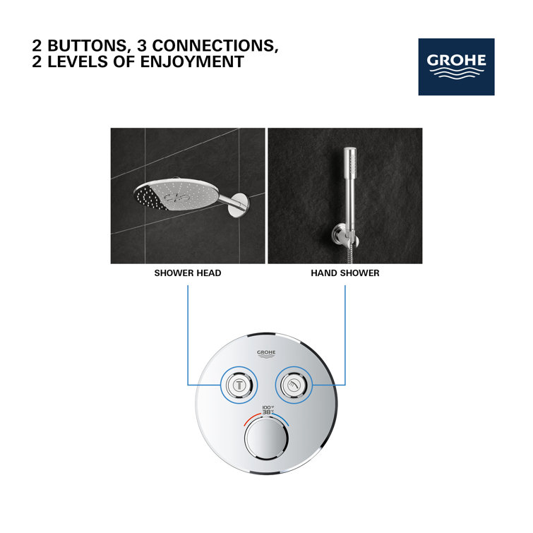 Brushed Nickel Wall-Mounted Dual-Function Thermostatic Valve Trim
