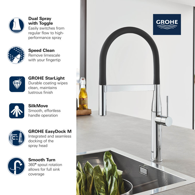 Modern Chrome Kitchen Faucet with 360° Swivel and Pull-Down Spray