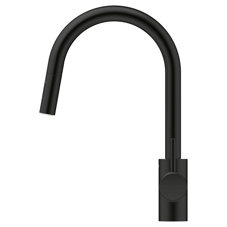 Sleek Matte Black Single-Handle Pull-Down Kitchen Faucet