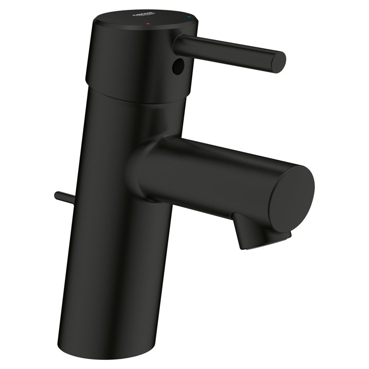 Matte Black Single Hole Bathroom Faucet with Brass Handle