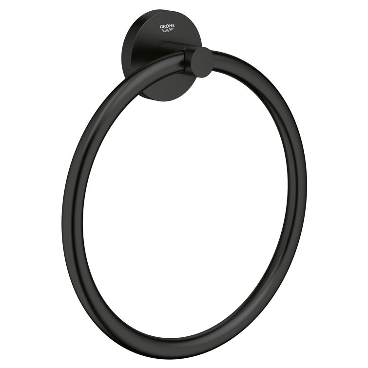 Matte Black Round Metal Wall Mounted Towel Ring