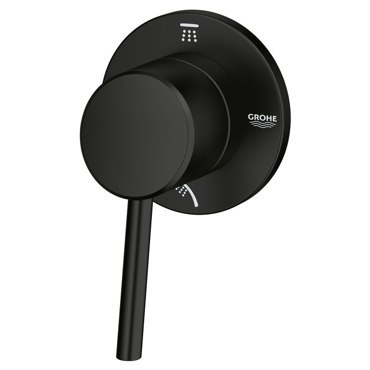 Matte Black Wall-Mounted 2-Way Diverter Trim