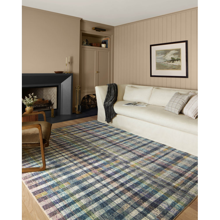 Humphrey Plum Multi-Color Plaid Synthetic Area Rug