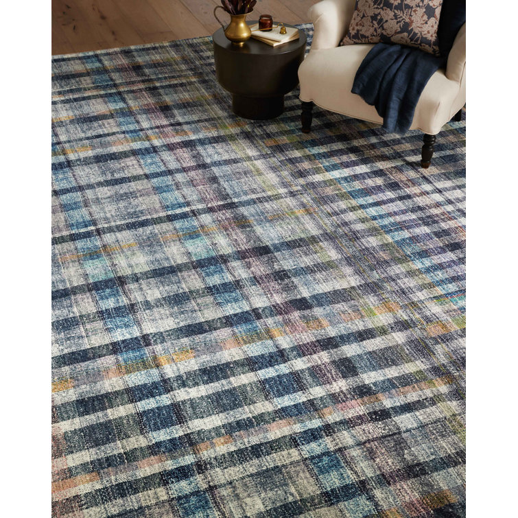 Humphrey Plum Multi-Color Plaid Synthetic Area Rug