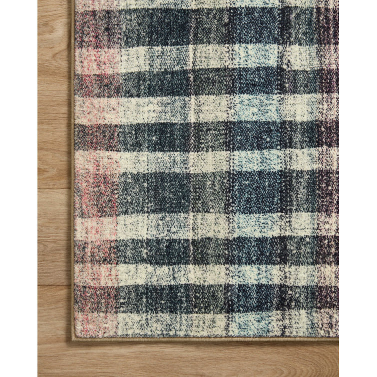 Humphrey Plum Multi-Color Plaid Synthetic Area Rug