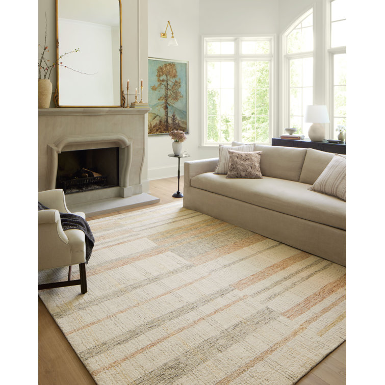 Sunny Stripe Hand-Tufted Wool Area Rug in Natural Multi - 11'6" x 15'