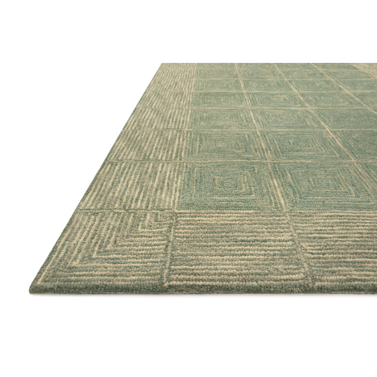 Transitional Handmade Tufted Wool Area Rug in Green - 11'6" x 15'