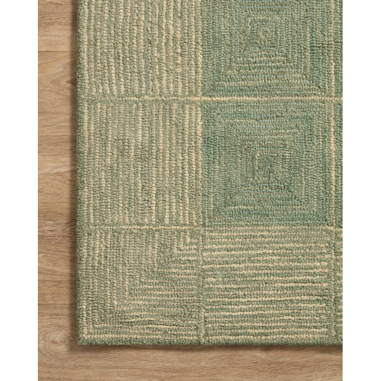 Transitional Handmade Tufted Wool Area Rug in Green - 11'6" x 15'