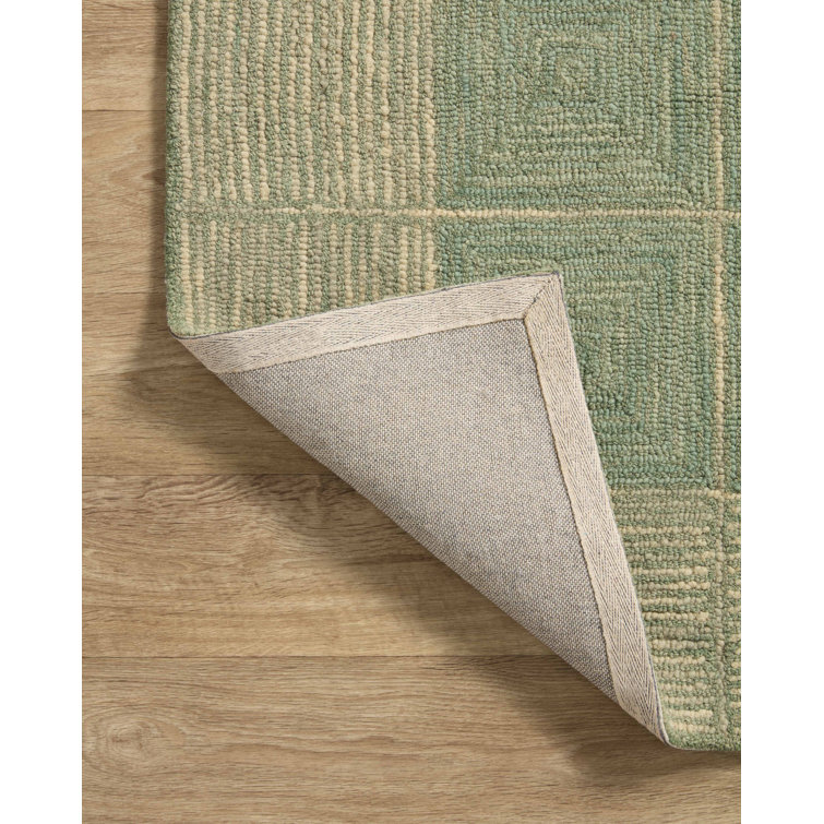 Transitional Handmade Tufted Wool Area Rug in Green - 11'6" x 15'