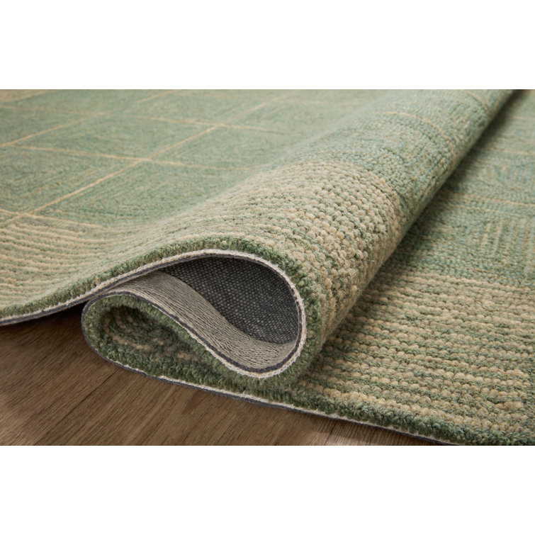 Transitional Handmade Tufted Wool Area Rug in Green - 11'6" x 15'