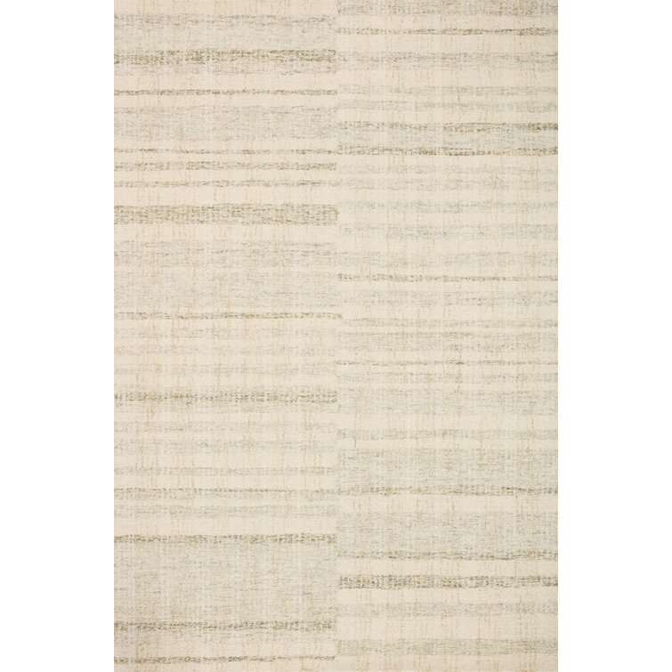 Handmade Tufted Gray Stripe Wool Area Rug, 3'6" x 5'6"