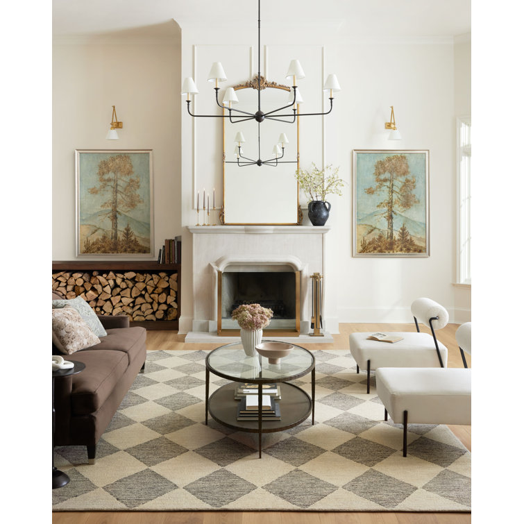 Handmade Tufted Beige & Charcoal Wool Diamond Area Rug 11'6" x 15'