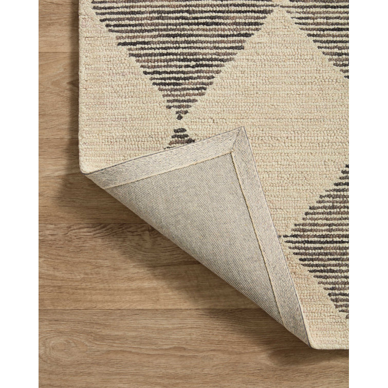 Handmade Tufted Beige & Charcoal Wool Diamond Area Rug 11'6" x 15'