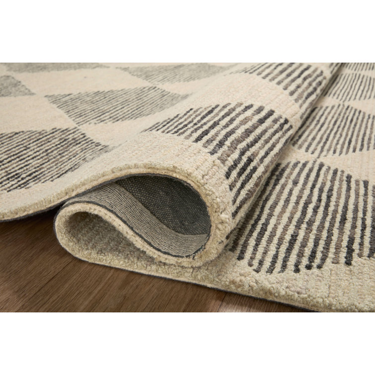 Handmade Tufted Beige & Charcoal Wool Diamond Area Rug 11'6" x 15'
