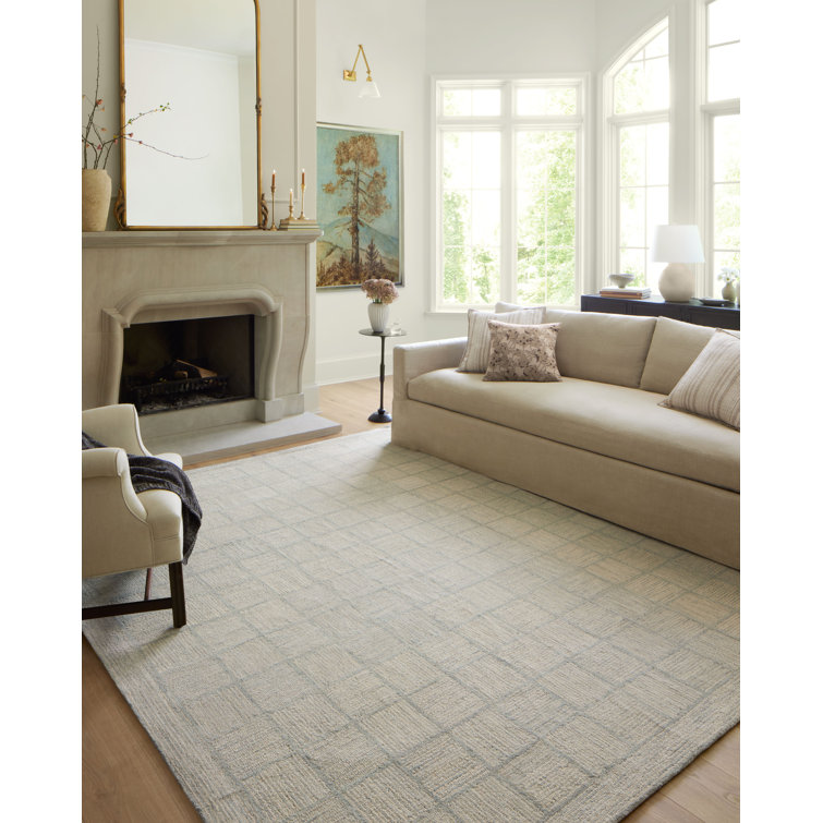 Hand-Tufted Sky Diamond Wool Area Rug 5' x 7'
