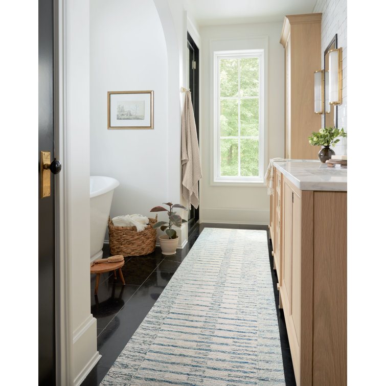 Ivory and Denim Tufted Wool Square Area Rug