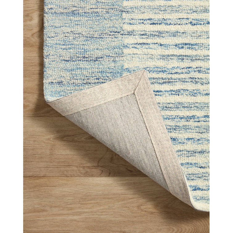 Ivory Stripe Hand-Tufted Wool Area Rug 5' x 7'