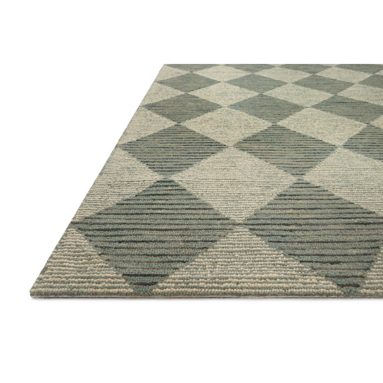 Handmade Tufted Beige & Charcoal Wool Diamond Area Rug 11'6" x 15'