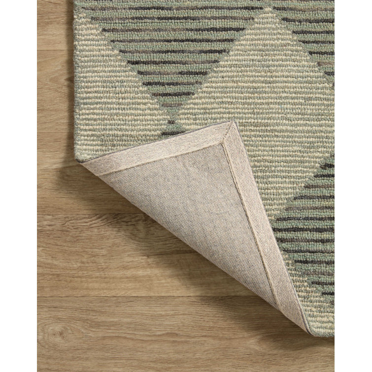 Handmade Tufted Beige & Charcoal Wool Diamond Area Rug 11'6" x 15'