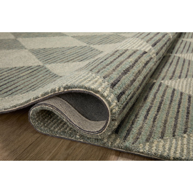 Handmade Tufted Beige & Charcoal Wool Diamond Area Rug 11'6" x 15'