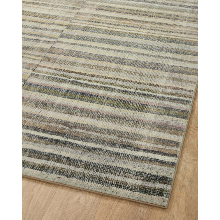 Humphrey Modern Plaid Runner Rug in Natural and Moss - 2'3" x 11'6"
