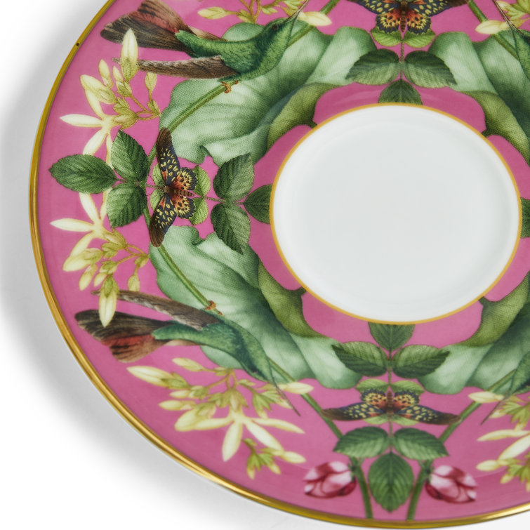 Colorful Ceramic Floral Teacup and Saucer Set
