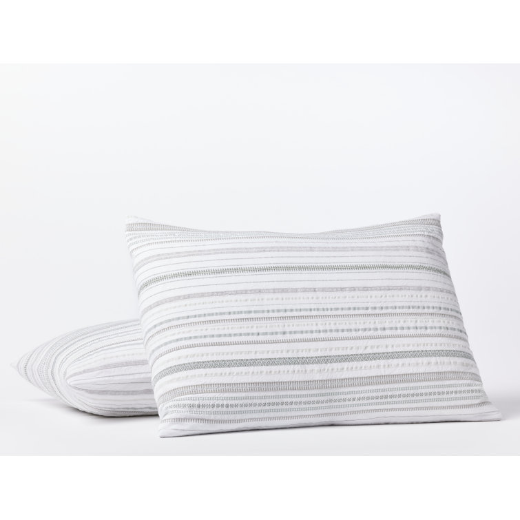 Standard Organic Cotton Gray and White Striped Pillow Sham