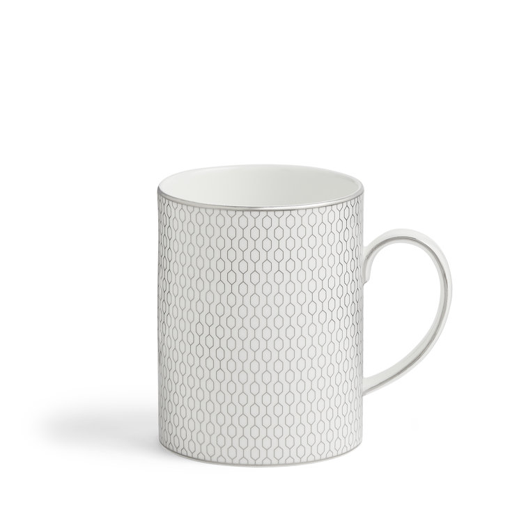 Gio Platinum Geometric Ceramic Mug with Metallic Accents
