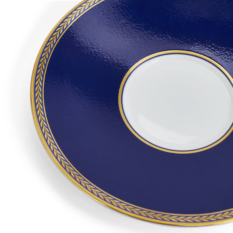 Blue and Gold Fine Bone China Teacup and Saucer Set