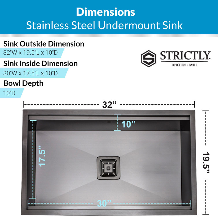 32'' Gun Metal Black Stainless Steel Undermount Single Bowl Kitchen Sink