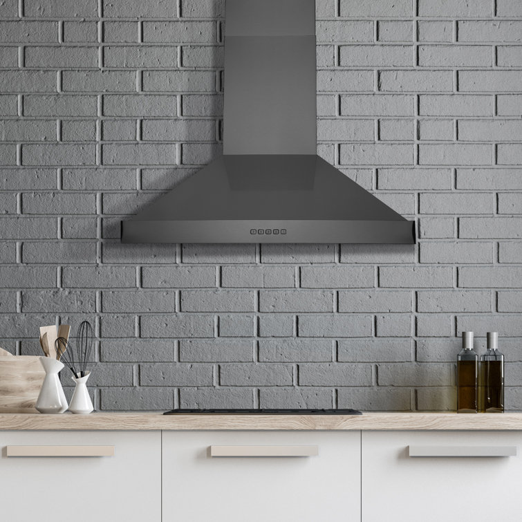 30" Black Stainless Steel Convertible Wall Mount Range Hood