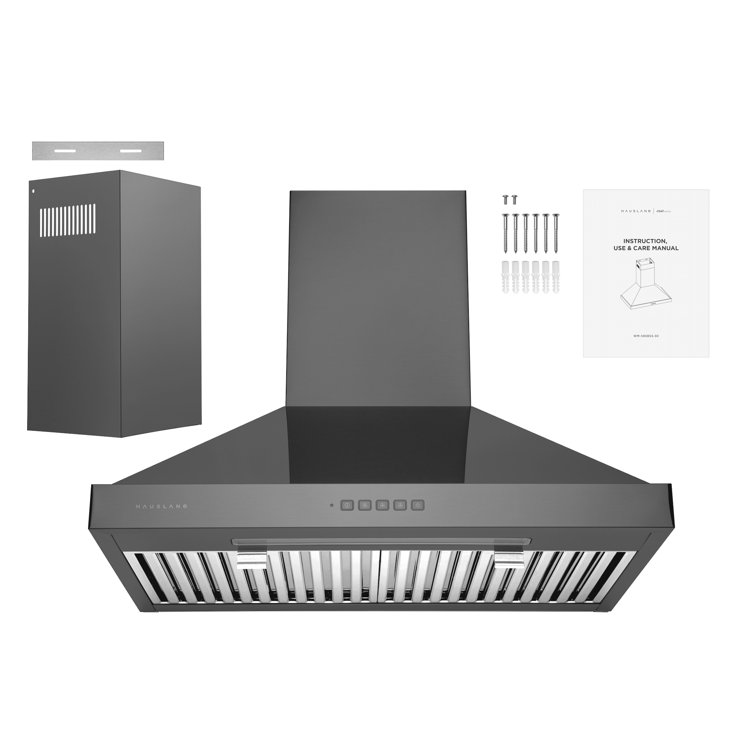 30" Black Stainless Steel Convertible Wall Mount Range Hood