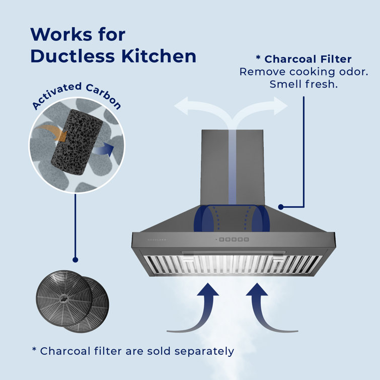30" Black Stainless Steel Convertible Wall Mount Range Hood
