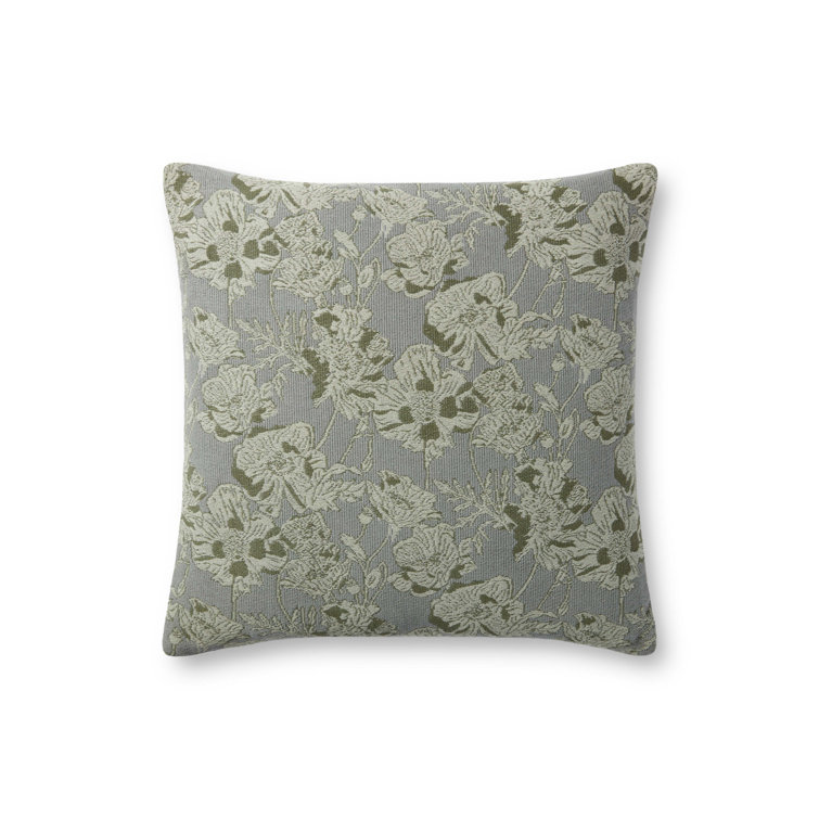 Silver Sage Round Floral Decorative Pillow Cover 18" x 18"