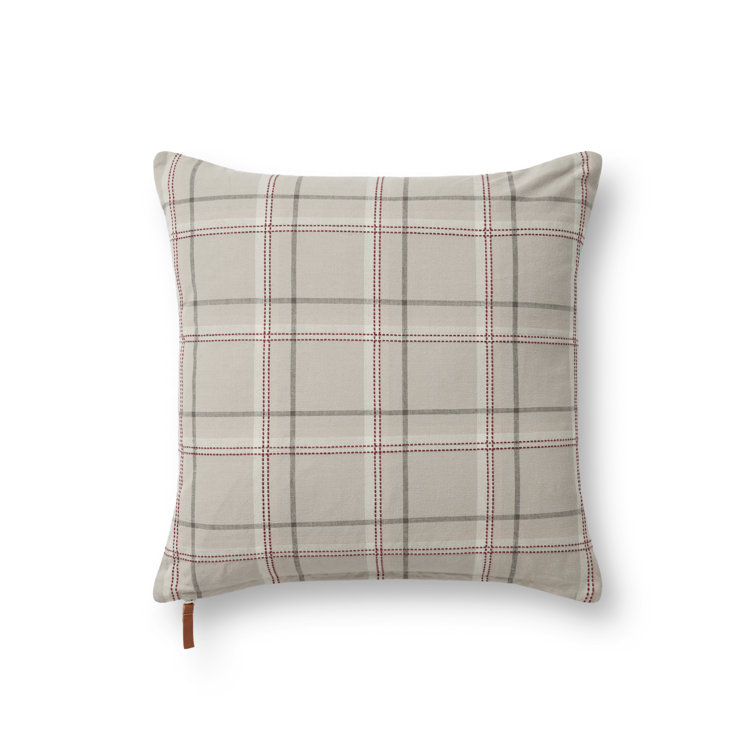 Teddy Beige and Gray Plaid 18'' x 18'' Pillow Cover
