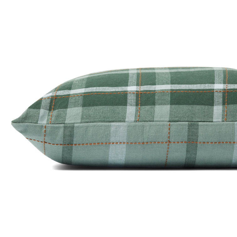 Luxe Lodge Reversible Plaid Cotton-Polyester 20" Throw Pillow