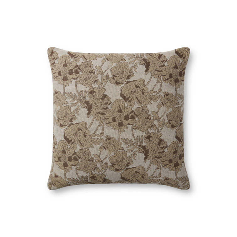 Matilda Beige and Mocha Floral 18'' Round Pillow