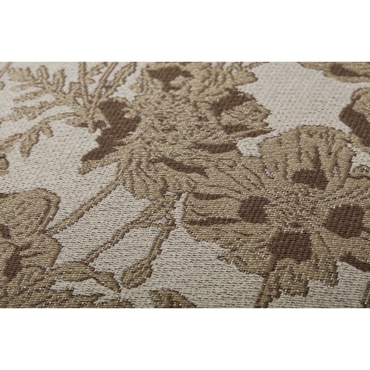 Matilda Beige and Mocha Floral 18'' Round Pillow