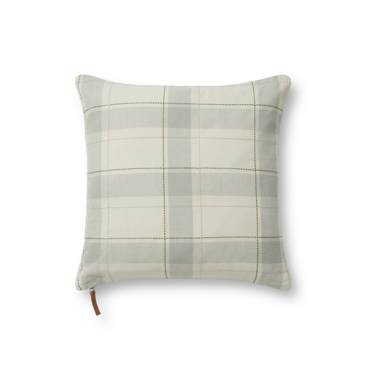 Sage and Multi Plaid Cotton 18" x 18" Pillow Cover