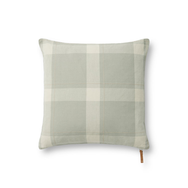 Sage and Multi Plaid Cotton 18" x 18" Pillow Cover