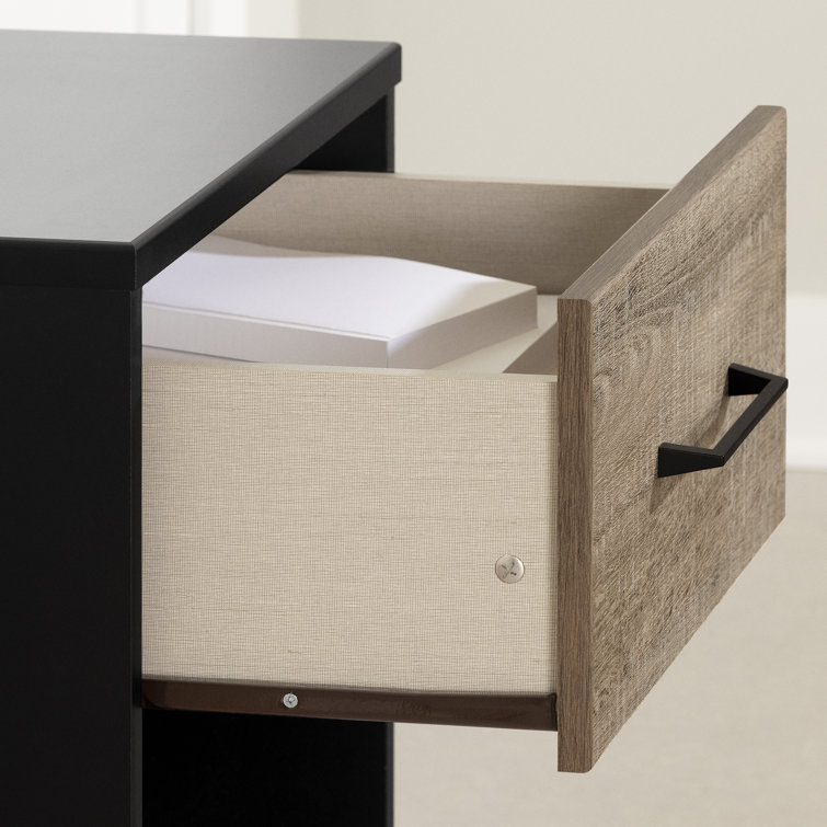 Arlen Weathered Oak and Matte Black 1-Drawer Nightstand