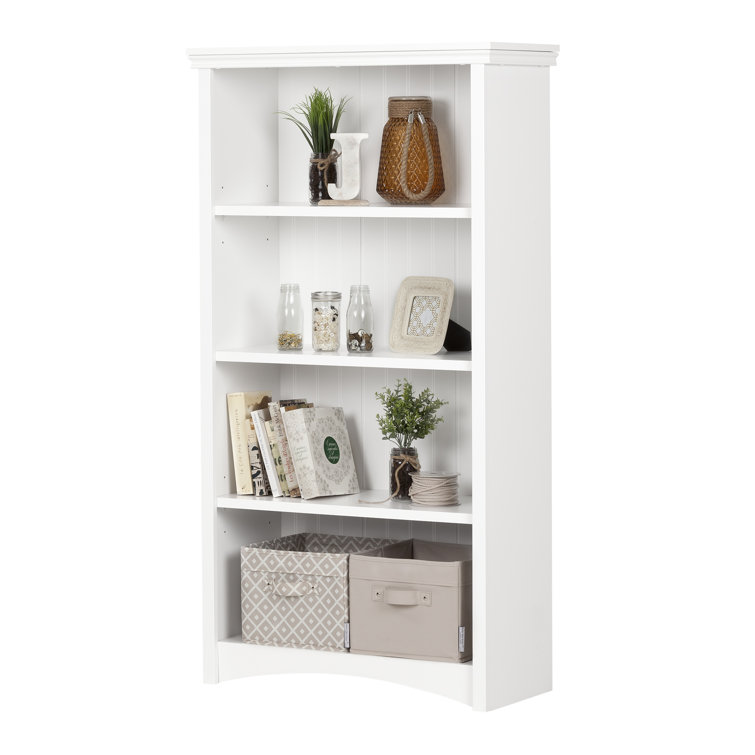 Pure White Adjustable 4-Shelf Wooden Bookcase