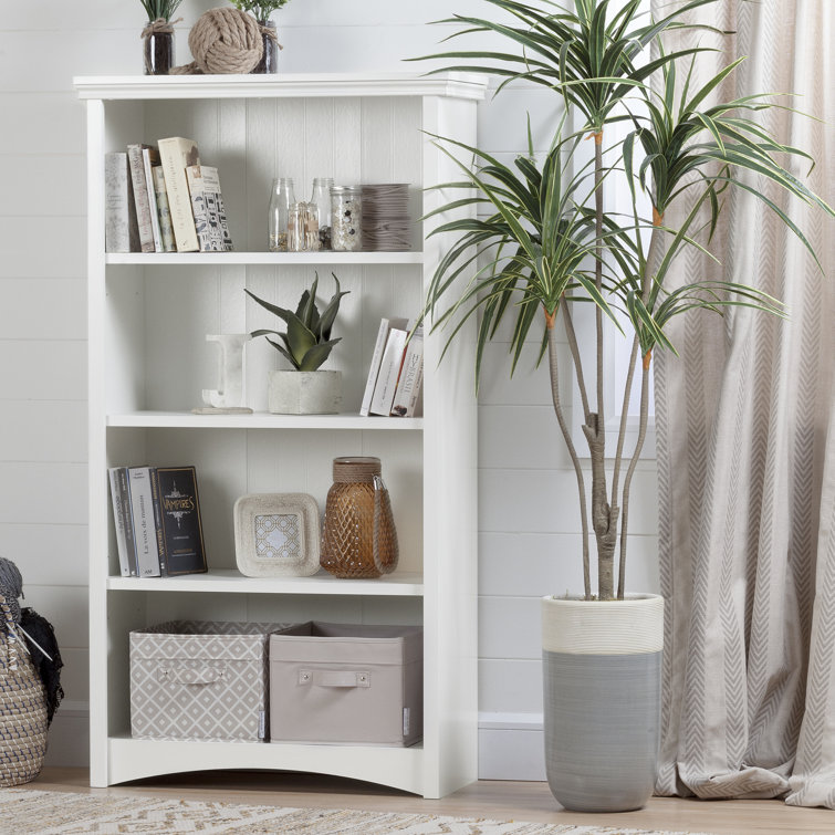 Pure White Adjustable 4-Shelf Wooden Bookcase