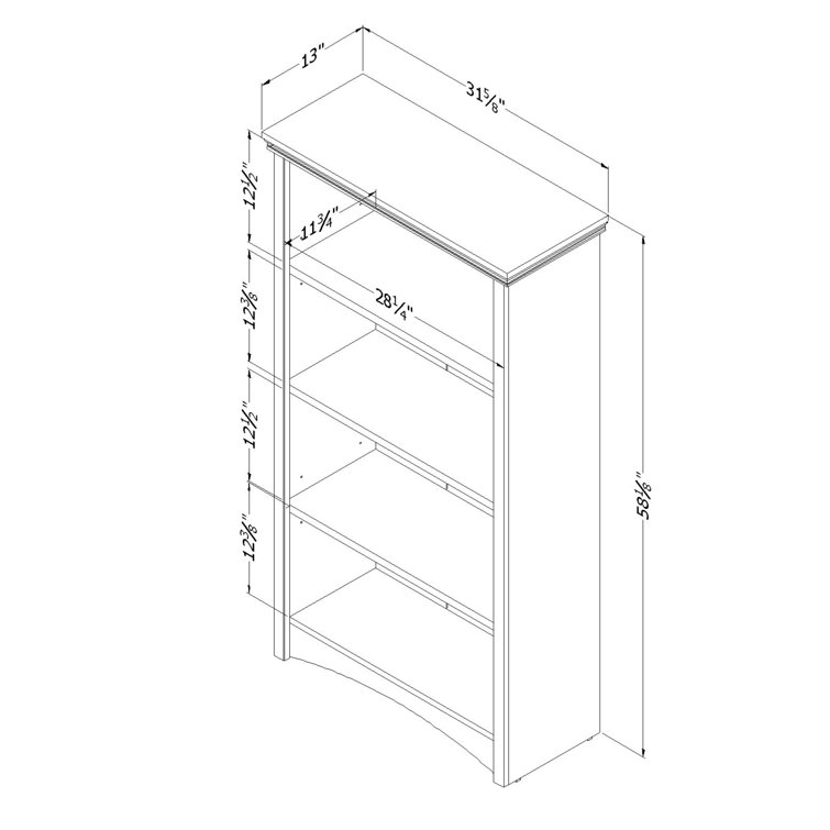 Pure White Adjustable 4-Shelf Wooden Bookcase
