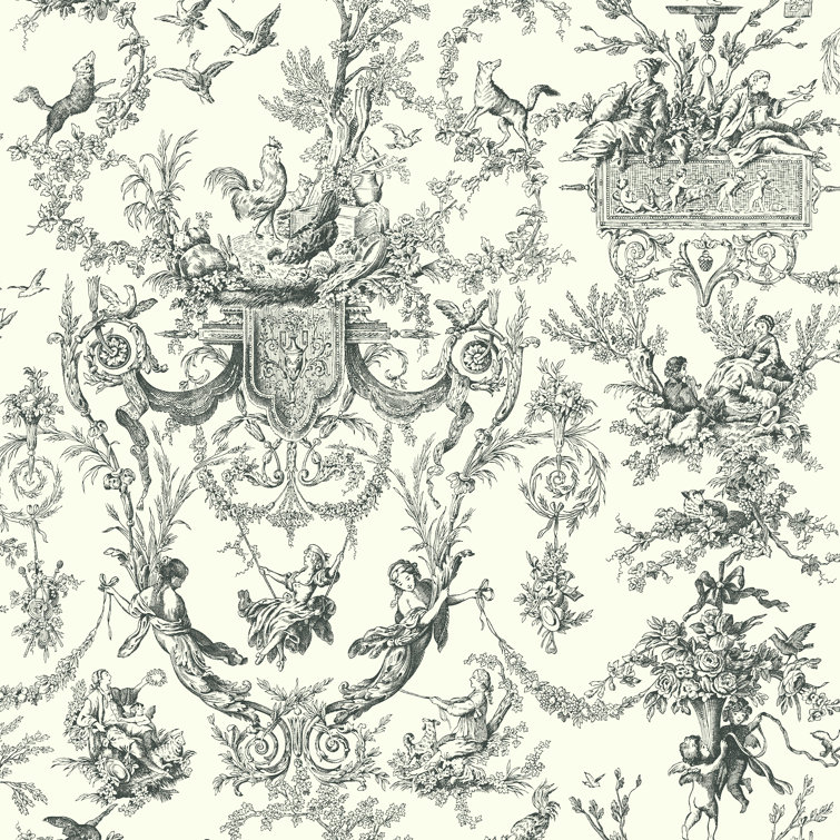 Old World Black and White Toile Wallpaper Roll