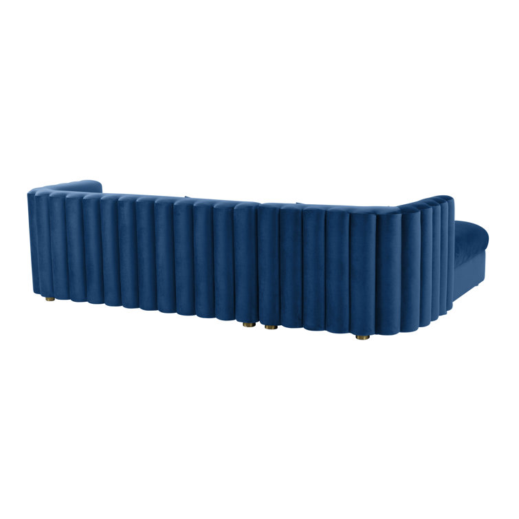 Navy Velvet Tufted Two-Piece Sectional Sofa