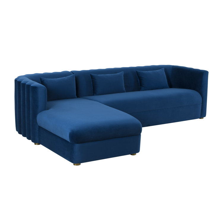 Navy Velvet Tufted Two-Piece Sectional Sofa