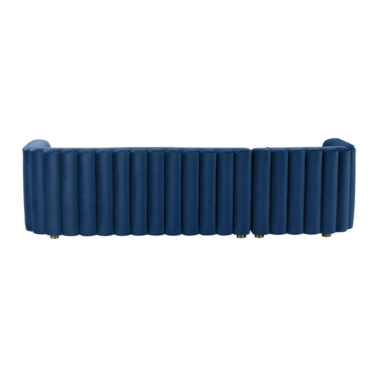 Navy Velvet Tufted Two-Piece Sectional Sofa